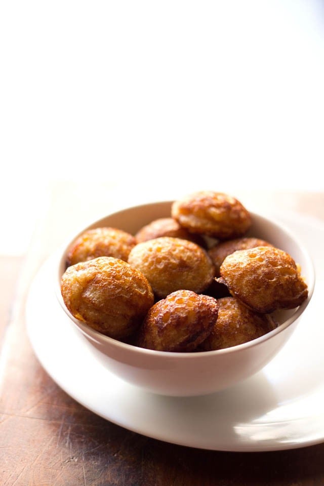 sweet paniyaram served in a bowl