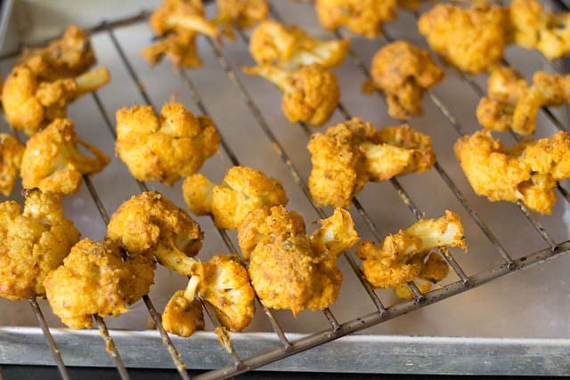 grilling cauliflower or gobi florets till well cooked