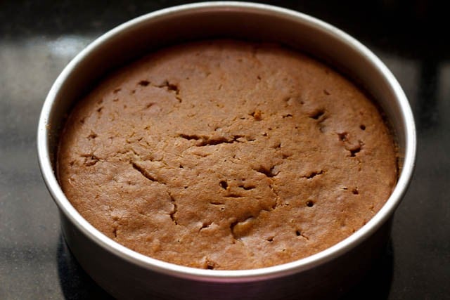 baking apple upside down cake in preheated oven