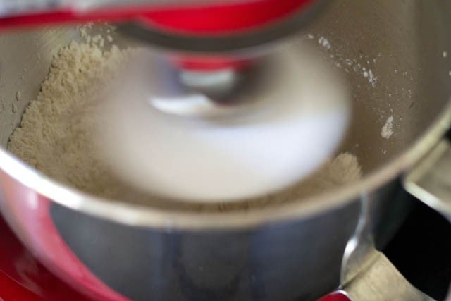 kneading dough in mixer