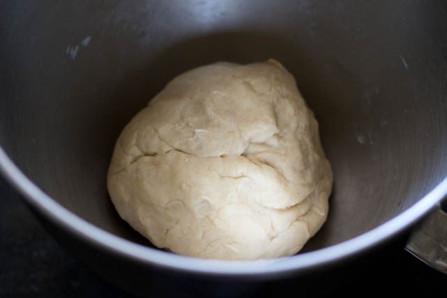 prepared brown bread dough in mixer