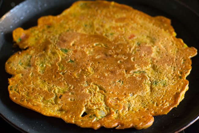 crispy golden omelette on skillet