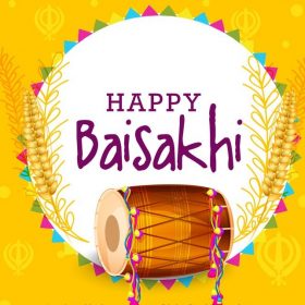 Baisakhi festival vector image with text.