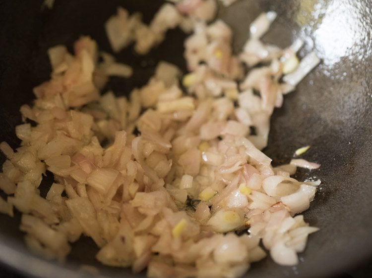 onions turned translucent for making bhindi masala recipe. 