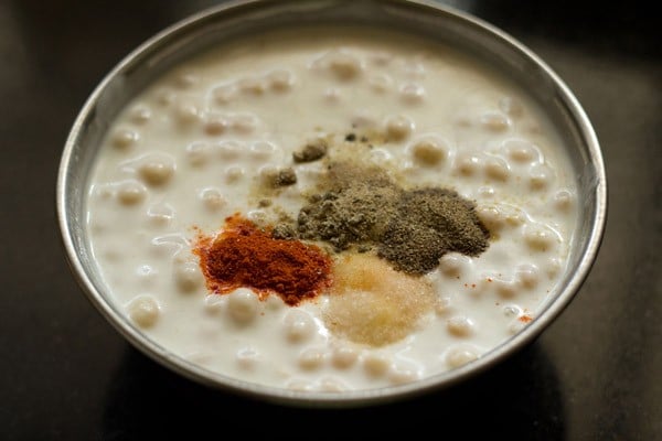 add spices to boondi curd mixture