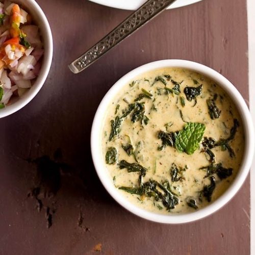 palak raita recipe, spinach raita recipe