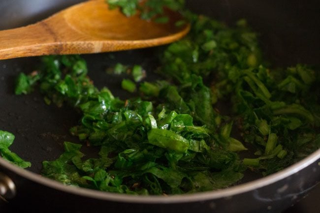 sautéing spinach. 