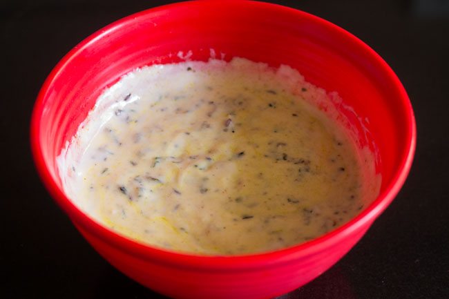 spinach mixture mixed in curd. 
