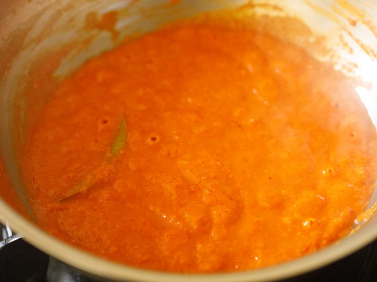 kashmiri red chilli powder mixed with the puree