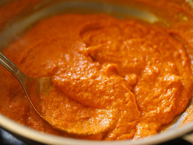 cashew paste mixed with the tomato purée