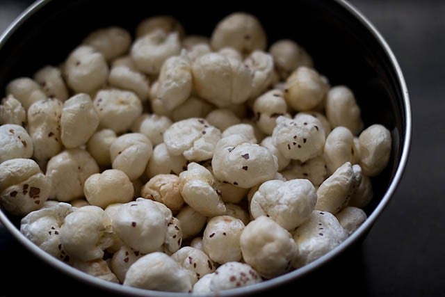 raw makhana or raw phool makhana in a bowl