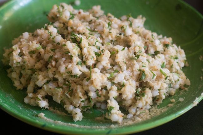 sabudana thalipeeth mixture in a plate