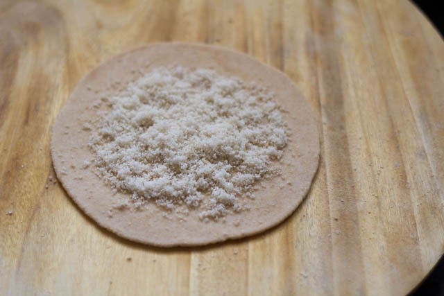 sugar placed on rolled dough