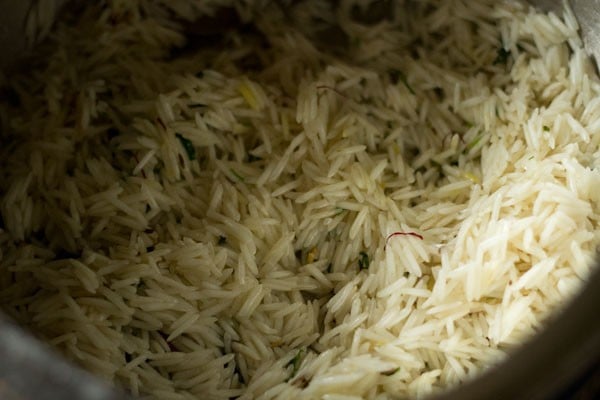 sautéing rice mixture 