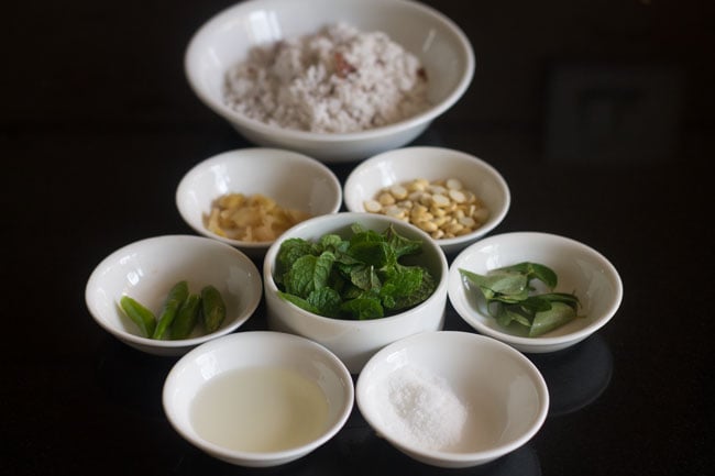 ingredients in various bowls