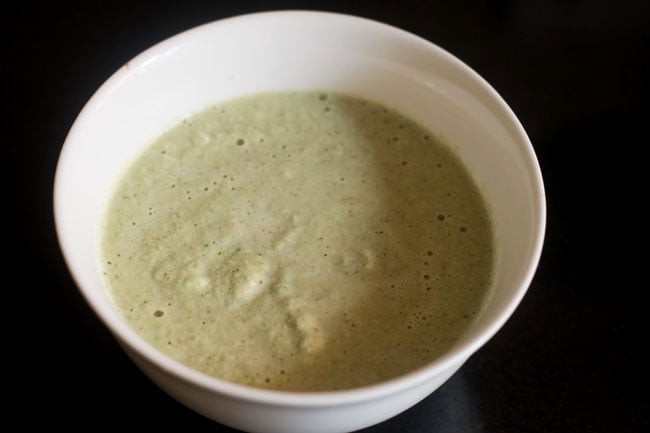 ground pudina pachadi paste removed to a bowl