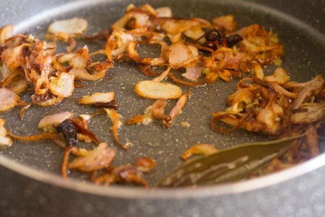 sauteing masala for palak biryani