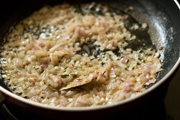 finely chopped onions added to pan with butter and spices