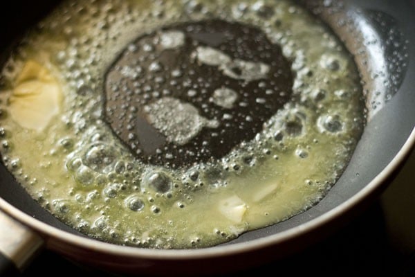 melting butter in a frying pan