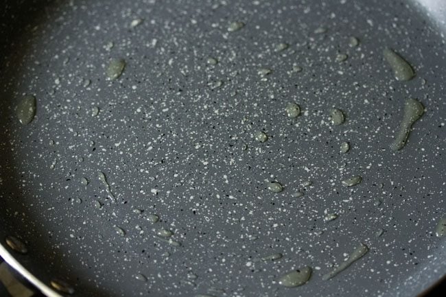 oil spread on a pan or skillet