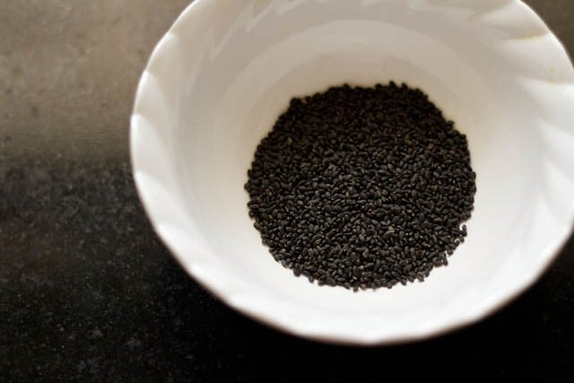 sabja seeds or basil seeds in a white bowl. 