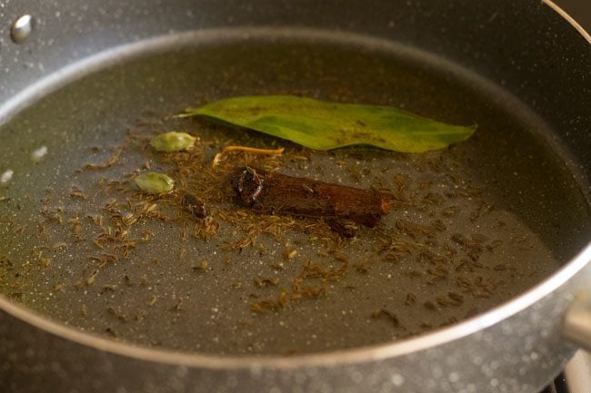 frying spices in the pan