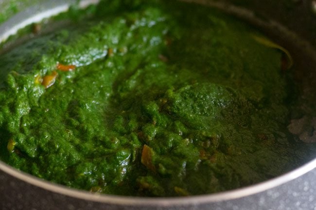 spinach puree mixed with the rest of the sautéed ingredients