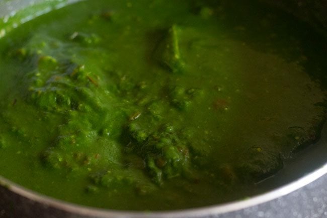 water mixed with spinach puree