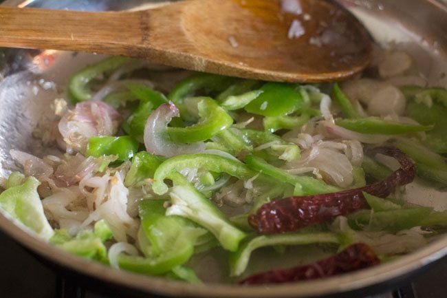 sautéing mixture in pan