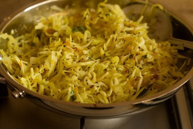 cooking cabbage in pan