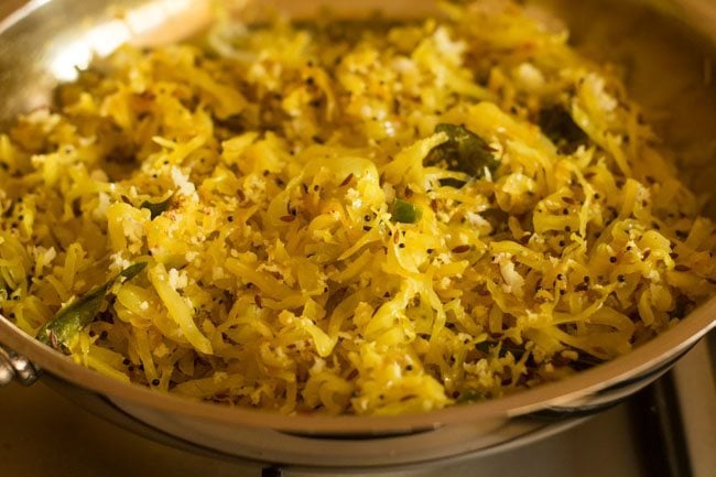 cabbage thoran recipe is ready