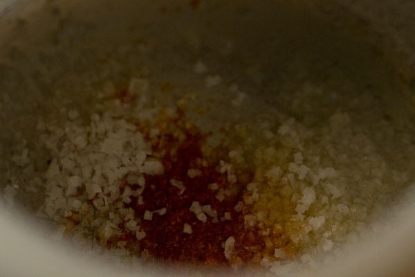 salt and spices in a pressure cooker