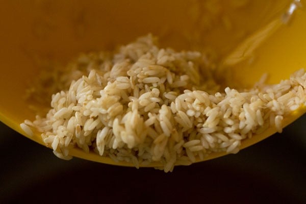 drain water from rice