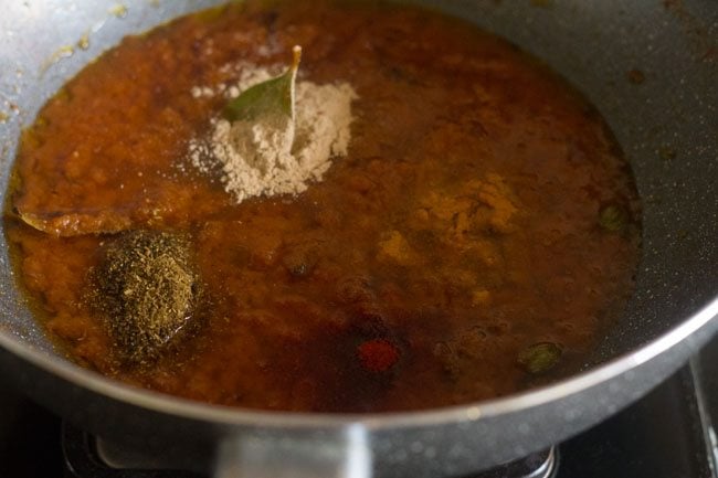 dry ground spice powders added to the sautéed and cooked paste