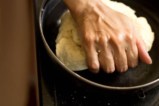 kneading the dough for kulcha 