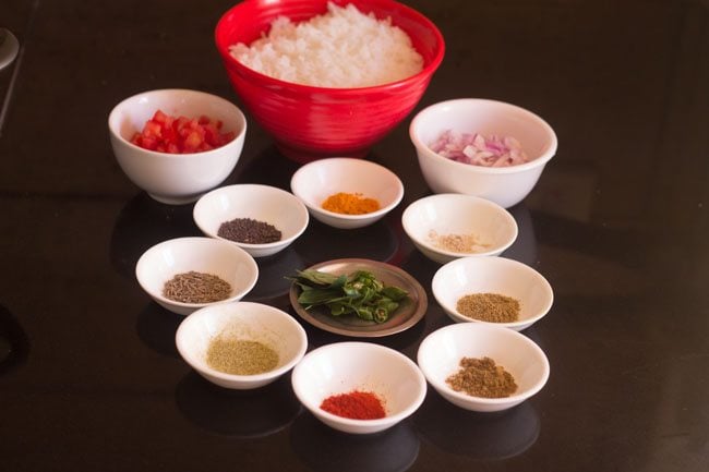 measured ingredients for masala rice
