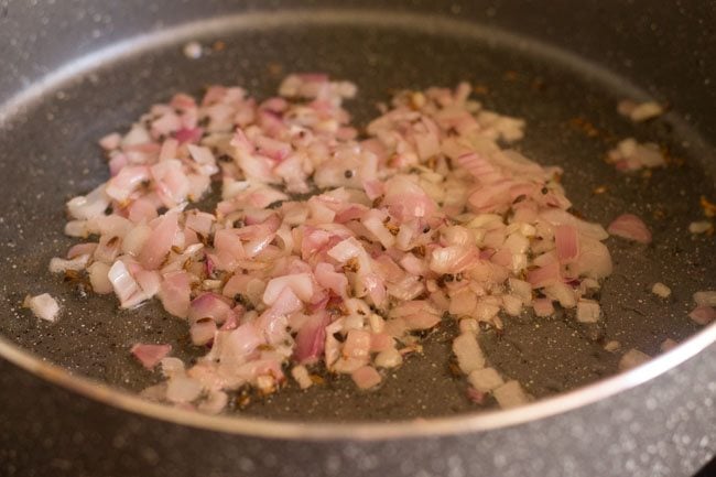 sautéing onions in hot oil till translucent 