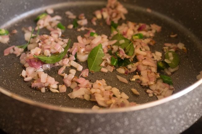 sautéing onion mixture in pan