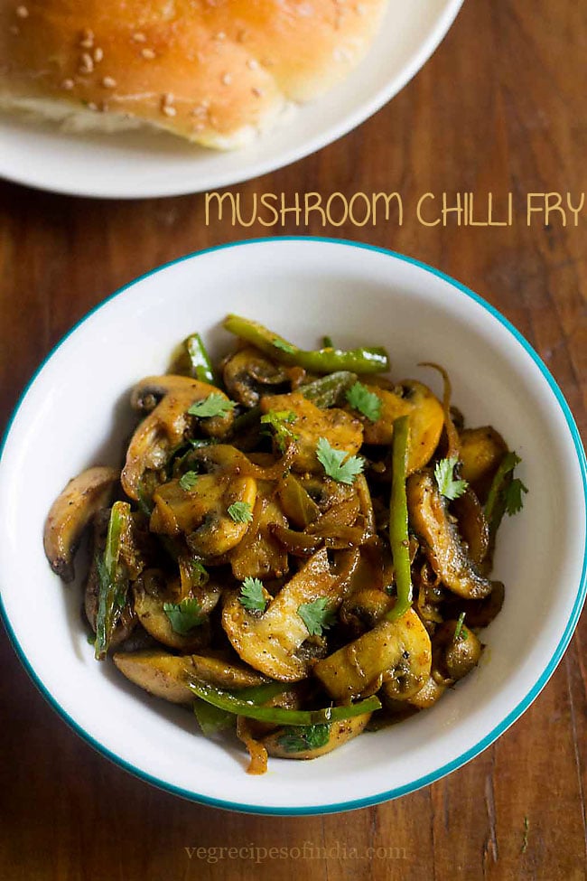 mushroom fry in a white bowl