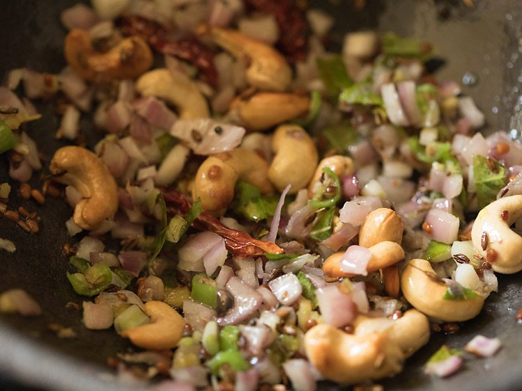 mix them with urad dal onions cashews