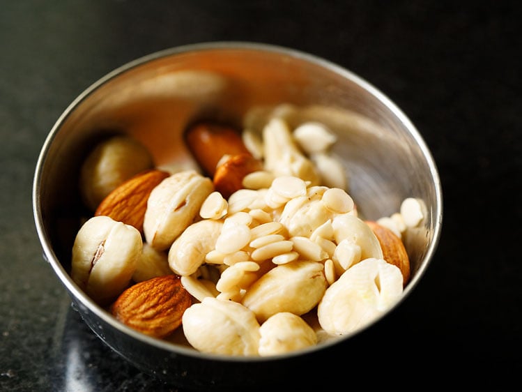 nuts and melon seeds rinsed in a bowl