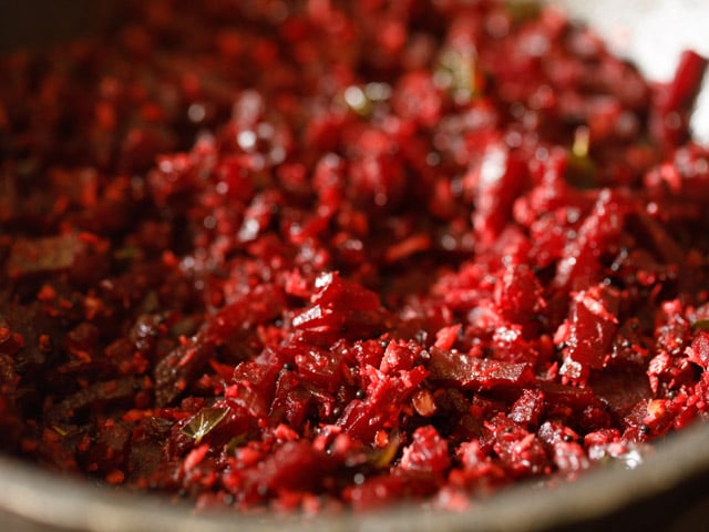 coconut mixed in the beetroot poriyal. 