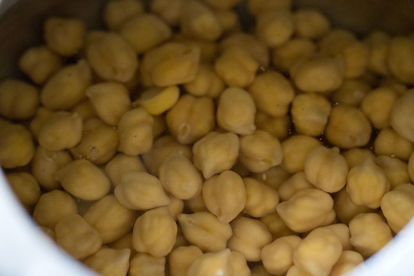 water for coconut chana masala recipe, making chickpea curry recipe