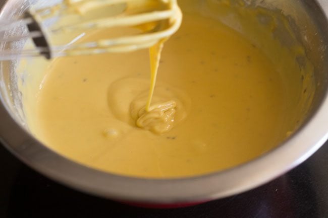 gobi pakora batter in a bowl