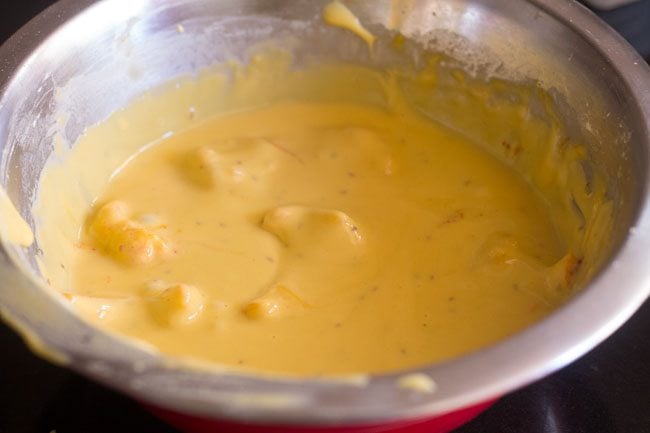 cauliflower florets coated with batter