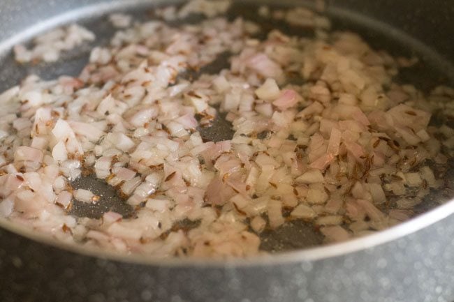 onions being sautéed. 