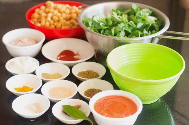 all ingredients for methi chole