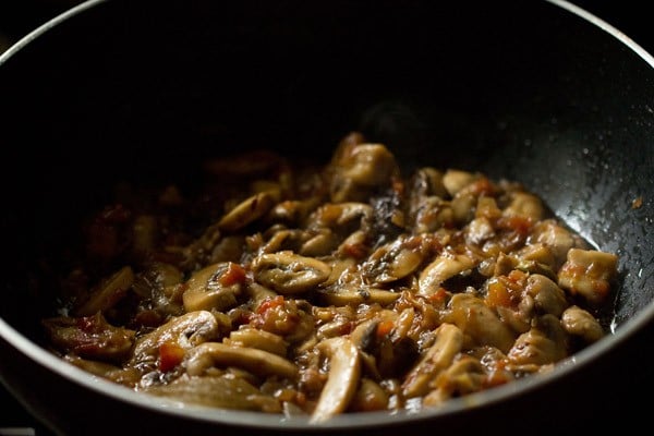 sauteed mushrooms in the pan