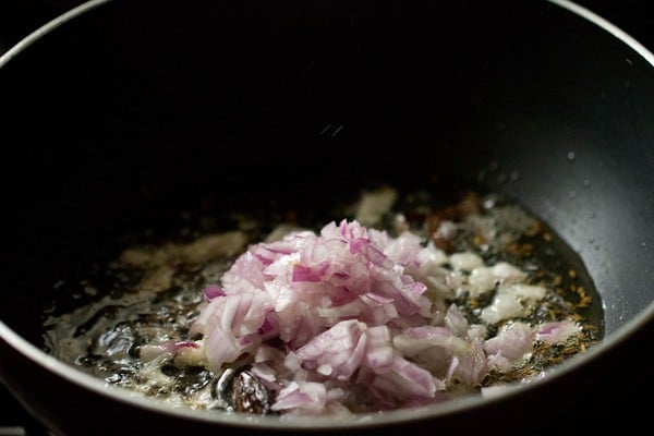 onions added to pan