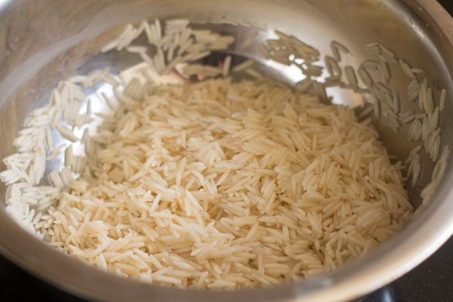 drained basmati rice. 